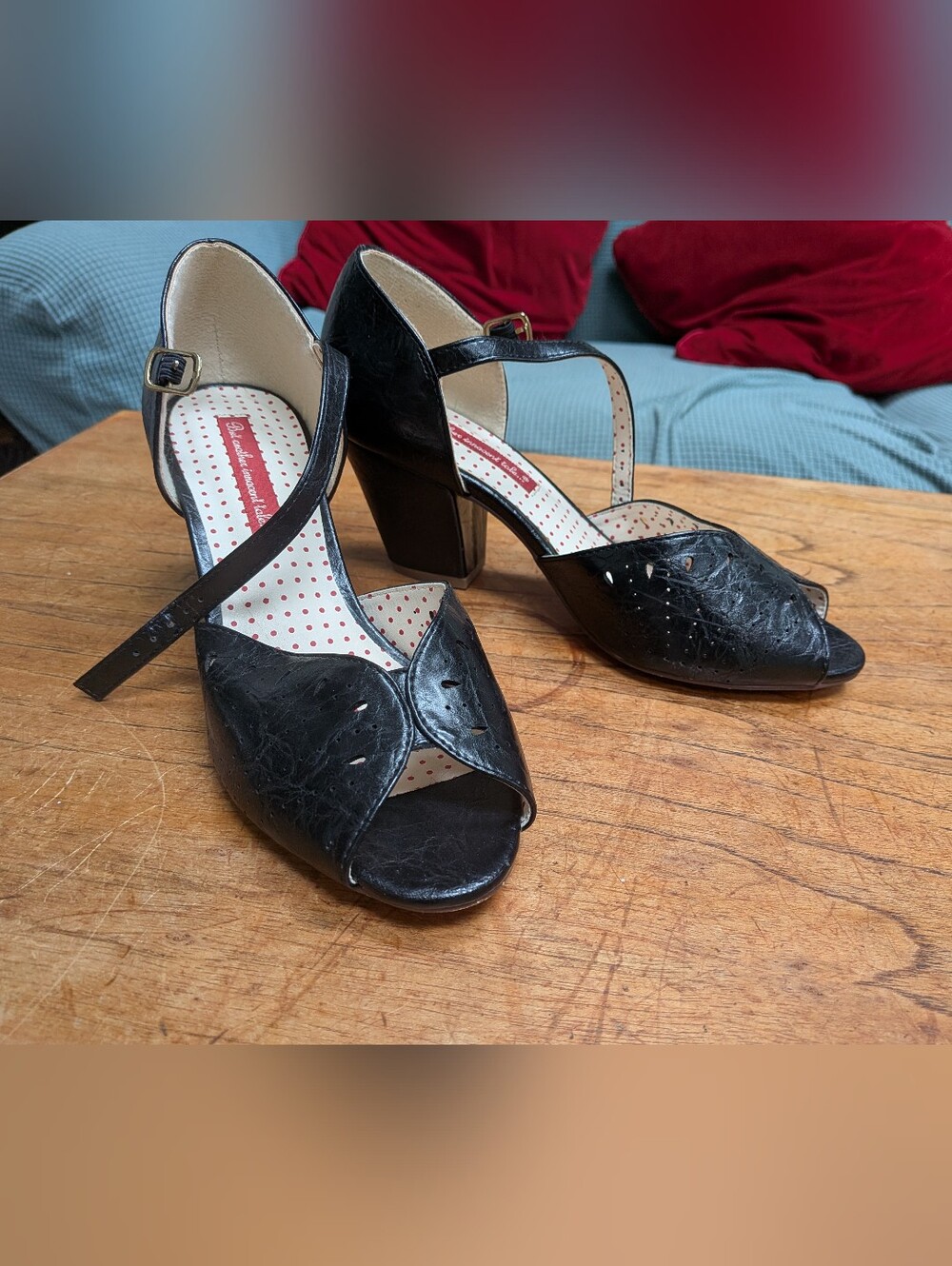 B.A.I.T. Black Peep Toe Mary Jane Heels – Size 8.5 – Retro Pin-Up Rockabilly